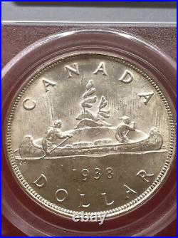1938 Canada Silver $ Dollar PCGS Mint State MS 62 George VI Lustrous