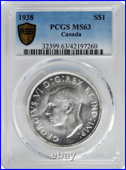 1938 Key Date Silver Dollar S$1 Canada George VI Km#37 Choice Pcgs Ms63 Rare R4