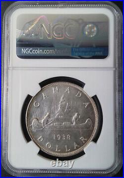 1938 Silver Dollar George-vi S1$ Canada Km# 37 Low-pop Ngc Unc-details Key-date