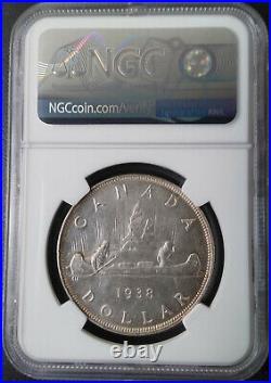 1938 Silver Dollar George-vi S1$ Canada Km# 37 Low-pop Ngc Unc-details Key-date