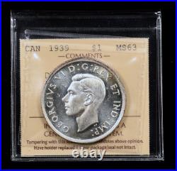 1939 $1 MS63 2xHP Cameo ICCS Graded Canada Silver Dollar Double Punched HP