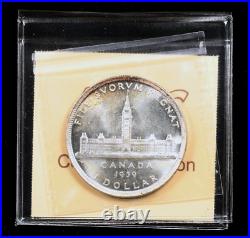 1939 $1 MS63 2xHP Cameo ICCS Graded Canada Silver Dollar Double Punched HP