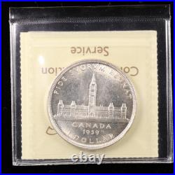 1939 $1 MS63 2xHP Cameo ICCS Graded Canada Silver Dollar Double Punched HP