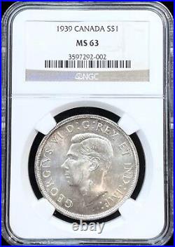 1939 Canada $1 Silver Coin NGC MS 63