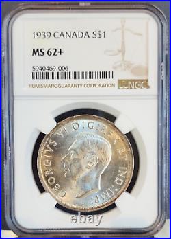 1939 Canada Silver 1 Dollar George VI Ngc Ms 62+ Bright Frosty Luster