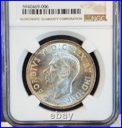 1939 Canada Silver 1 Dollar George VI Ngc Ms 62+ Bright Frosty Luster