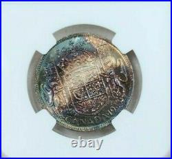 1943 Canada Silver 50 Cents Far 3 Ngc Ms 64 Absolutely Stunning Color Toning