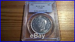 1945 Canada Silver Dollar $1 Coin Pcgs Ms62 Mint Uncirculated Rare