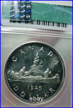 1945 Canada $1 SILVER DOLLAR One ICG Graded Rare Coin MS-63 Collector Vintage