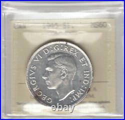 1945 Canada One Silver Dollar 5/5 ICCS Graded MS-60