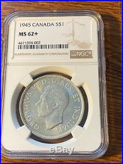 1945 Canada Silver Dollar Ngc Ms62+