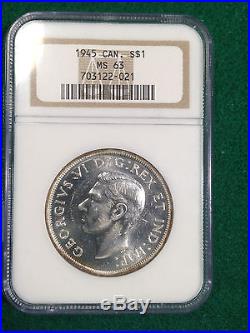 1945 Silver Dollar Canada Ms 63 Ngc Key Date