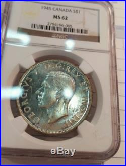 1945 Uncirculated Canada Voyageur Silver Dollar NGC MS-62 Low Mintage