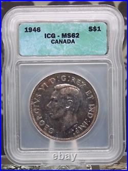 1946 CANADA Silver Dollar Key Date ICG MS62 #601 East Coast Coin & Collectable