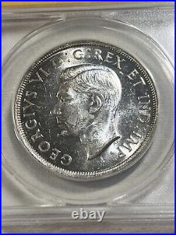 1946 Canada 1 Dollar Large Silver Coin Graded MS 63 by ANACS Low Mintage