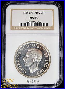 1946 Canada Silver Dollar $1 George VI NGC MS 63 Uncirculated BU Canadian Coin