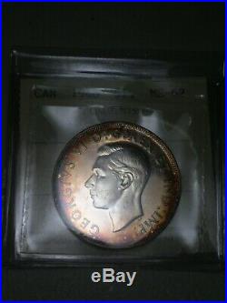 1946 Canada Silver Dollar Iccs Ms62 Toned