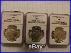 1946 canada silver dollar trio 1938-1939-1946 ngc ms62-61-au58 all rotated die