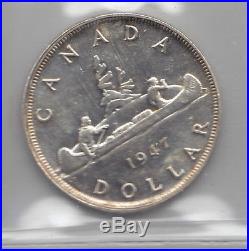 1947 $1 Canada Canadian Silver Dollar Blunt 7 MS 64