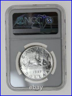 1947 $1 Canada Silver Dollar Blunt 7 Ngc Ms63