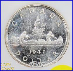 1947 Blunt 7 Canada Silver Dollar $1 George VI NGC MS 62 Uncirculated BU