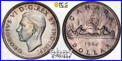 1947 Blunt MS-63 Canada $1 Silver Dollar Coin PCGS Certified Rose Toned