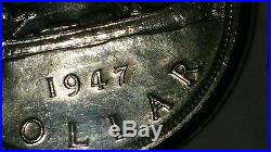 1947 Canada Silver Dollar (key Date) Blunt 7 Variety Uncirculated Low Mintage