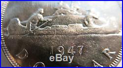 1947 CANADIAN SILVER DOLLAR IN GEM BU MS +++ UNCIRCULATED CONDITION POINTED 7