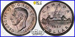 1947 Canada $1 Dollar PCGS MS63 Lot#G955 Silver! Choice UNC! Blunt'7