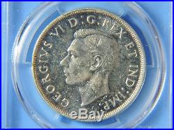 1947 Canada George VI Silver Dollar $1 Maple Leaf Variety Coin PCGS Graded MS62