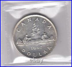 1947 Canada One Silver Dollar Blunt 7 ICCS Graded MS-63
