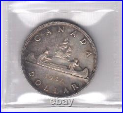 1947 Canada One Silver Dollar Maple Leaf ICCS Graded MS-60