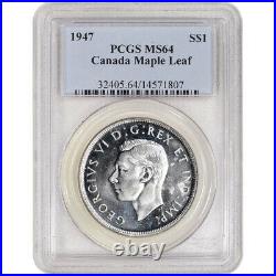 1947 Canada Silver Dollar $1 Canada Maple Leaf PCGS MS64