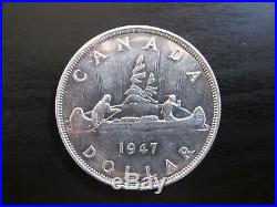 1947 Canada Silver Dollar (Pointed 7, Double HP)