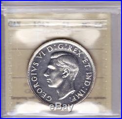 1947 ICCS MS60 $1 Blunt 7 Canada one dollar silver