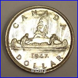 1947 Maple Leaf Canada Silver $1 Dollar Choice almost Uncirculated AU50+