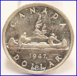 1947 Maple Leaf Canada Silver Dollar Choice Almost Uncirculated AU55