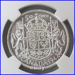 1947 Maple Leaf Straight 7 Canada Silver 50 Cents Graded NGC MS64 KM#36 RARE