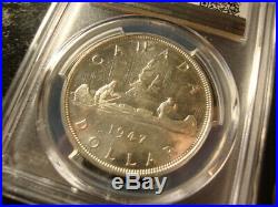 1947 PCGS MS62 BU Canada Silver Dollar Blunt 7 SLABZ