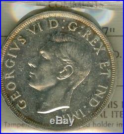 1947 Pointed 7 Canada Silver Dollar Iccs Mint State 62 Rare