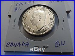 1947 canada silver dollar pointed 7,3xhp bu