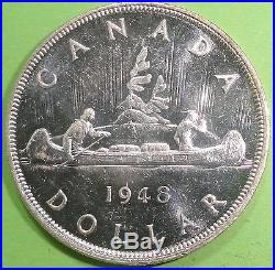 1948 CANADA $1 DOLLAR SILVER COIN BRILLIANT UNCIRCULATED KEY DATE 18,780 MINTED 1948 CANADA $1 DOLLAR SILVER COIN BRILLIANT UNCIRCULATED KEY DATE 18,780 MINTED