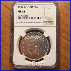 1948 Canada Dollar, $1 Silver Coin, Full Brilliance, NGC MS 62, THIS IS THE ONE