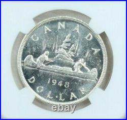 1948 Canada Silver 1 Dollar S$1 George VI Ngc Ms 61 Rare Low Mintage Key Date