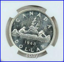 1948 Canada Silver 1 Dollar S$1 George VI Ngc Ms 61 Rare Low Mintage Key Date