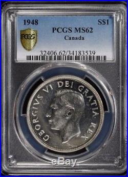 1948 Canada Silver $1 Explorer Dollar Pcgs Certified Ms 62 Mint State (539)
