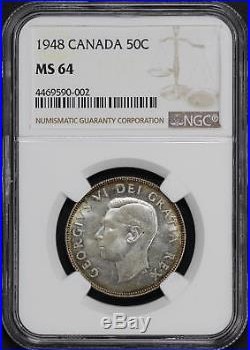 1948 Canada Silver 50C NGC MS-64 Only 4 Graded Higher! -168224