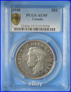 1948 Canada Silver Dollar $1 Coin KEY DATE PCGS Graded AU55 Almost Uncirculated