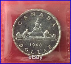 1948 Canada Silver Dollar ICCS Choice Unc 62 Pretty Original Uncirculated Coin