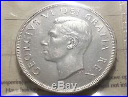 1948 Canada Silver Dollar Iccs Certified Ms-62. Rare Key Date. No T A X